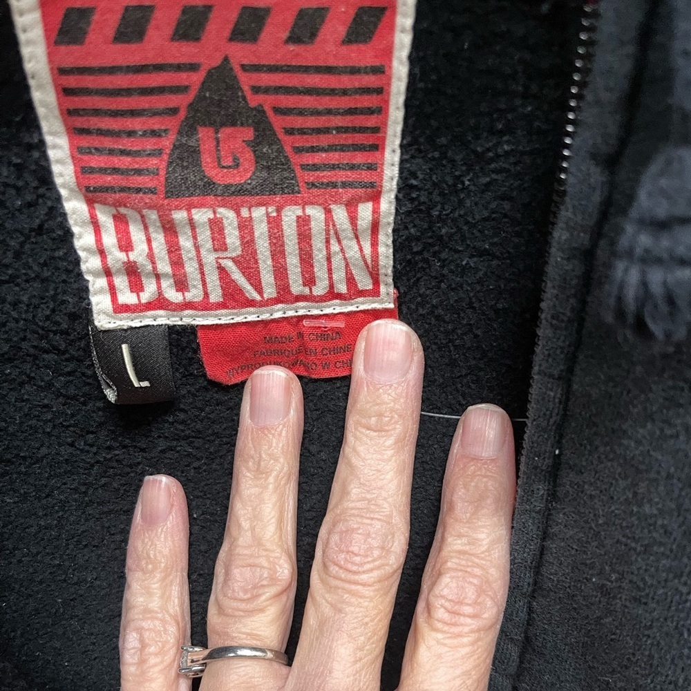 vintage Burton Black Hoodie with Red and Blue Logo - Picture 6 of 6